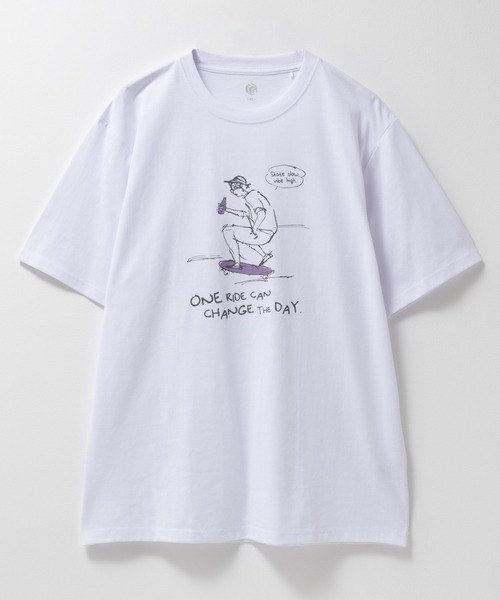 Mac-House（マックハウス）の「T-GRAPHICS エモラインアートプリント半袖Ｔシャツ（Tシャツ/カットソー・メンズ・グリーン/ブラック/オフホワイト/ベージュ系/オリーブ・M/L/S/XL）」の6枚目の写真