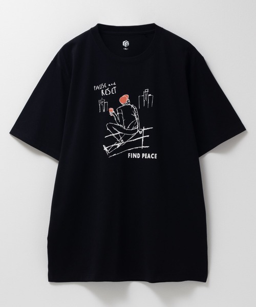 Mac-House（マックハウス）の「T-GRAPHICS エモラインアートプリント半袖Ｔシャツ（Tシャツ/カットソー・メンズ・グリーン/ブラック/オフホワイト/ベージュ系/オリーブ・M/L/S/XL）」の9枚目の写真