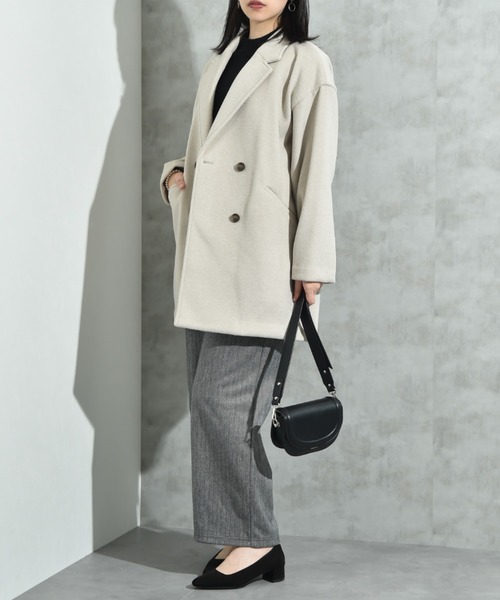 INTERPLANET（インタープラネット）の「ニットビーバーピーコート（その他アウター・レディース・グレイッシュベージュ/モカ/グレー・FREE）」の5枚目の写真