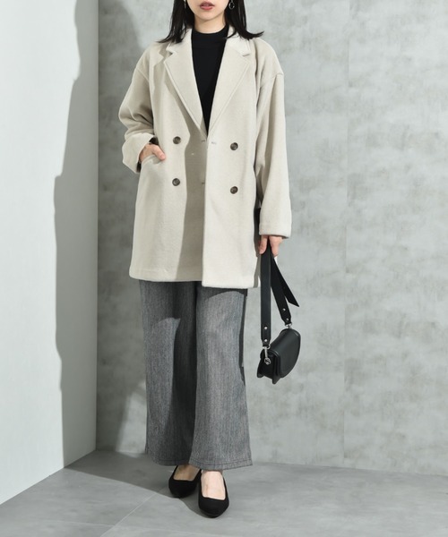 INTERPLANET（インタープラネット）の「ニットビーバーピーコート（その他アウター・レディース・グレイッシュベージュ/モカ/グレー・FREE）」の7枚目の写真