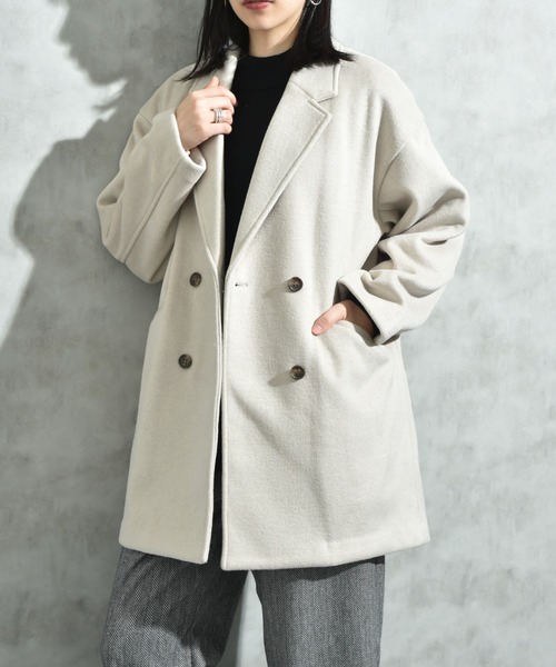 INTERPLANET（インタープラネット）の「ニットビーバーピーコート（その他アウター・レディース・グレイッシュベージュ/モカ/グレー・FREE）」の11枚目の写真