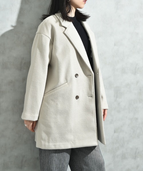 INTERPLANET（インタープラネット）の「ニットビーバーピーコート（その他アウター・レディース・グレイッシュベージュ/モカ/グレー・FREE）」の9枚目の写真