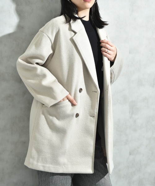 INTERPLANET（インタープラネット）の「ニットビーバーピーコート（その他アウター・レディース・グレイッシュベージュ/モカ/グレー・FREE）」の10枚目の写真