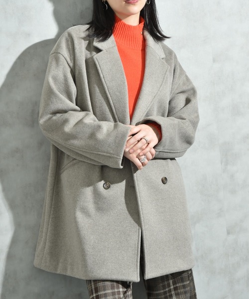 INTERPLANET（インタープラネット）の「ニットビーバーピーコート（その他アウター・レディース・グレイッシュベージュ/モカ/グレー・FREE）」の15枚目の写真