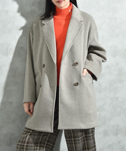 INTERPLANET（インタープラネット）の「ニットビーバーピーコート（その他アウター・レディース・グレイッシュベージュ/モカ/グレー・FREE）」の16枚目の写真