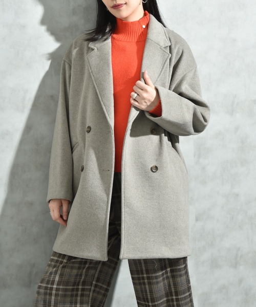 INTERPLANET（インタープラネット）の「ニットビーバーピーコート（その他アウター・レディース・グレイッシュベージュ/モカ/グレー・FREE）」の17枚目の写真