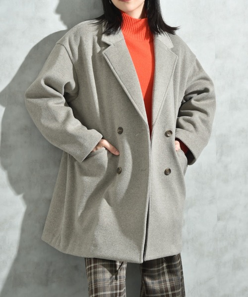 INTERPLANET（インタープラネット）の「ニットビーバーピーコート（その他アウター・レディース・グレイッシュベージュ/モカ/グレー・FREE）」の18枚目の写真