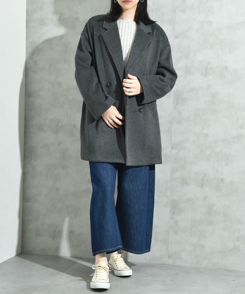 INTERPLANET（インタープラネット）の「ニットビーバーピーコート（その他アウター・レディース・グレイッシュベージュ/モカ/グレー・FREE）」の22枚目の写真