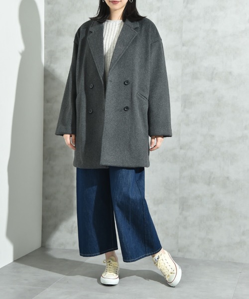 INTERPLANET（インタープラネット）の「ニットビーバーピーコート（その他アウター・レディース・グレイッシュベージュ/モカ/グレー・FREE）」の19枚目の写真