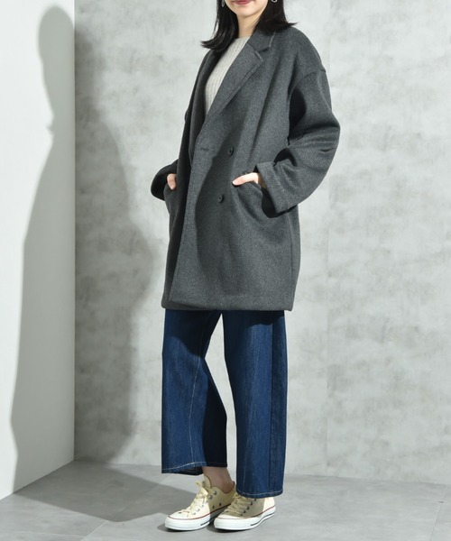 INTERPLANET（インタープラネット）の「ニットビーバーピーコート（その他アウター・レディース・グレイッシュベージュ/モカ/グレー・FREE）」の20枚目の写真