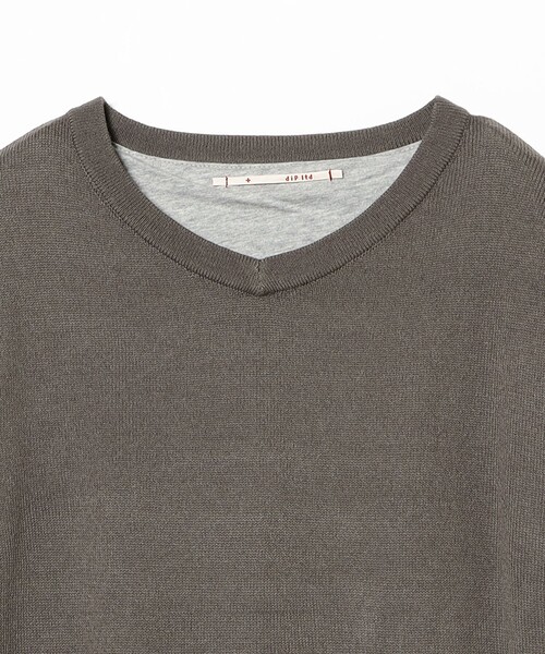 BEAMS PLUS（ビームスプラス）の「【別注】dip / 2Layer V Neck Knit（ニット/セーター・メンズ・ブラック/グレー/オリーブ・S/M/L/XL）」の9枚目の写真