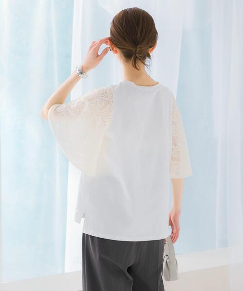 【23区/アンタイトル 】ペイズリー　レーススカート フレアプルオーバー　3L セール】『WEB限定』ペイズリーレースフレアスリーブプルオーバー（T