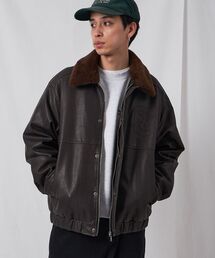 BEN DAVIS(xfCrX)́yBEN DAVISixfCrXjzREMOVAL BOA COLLAR FAUX LEATHER JACKET / tFCNU[ WPbg {A Wbv LeBO by(C_[XWPbg)