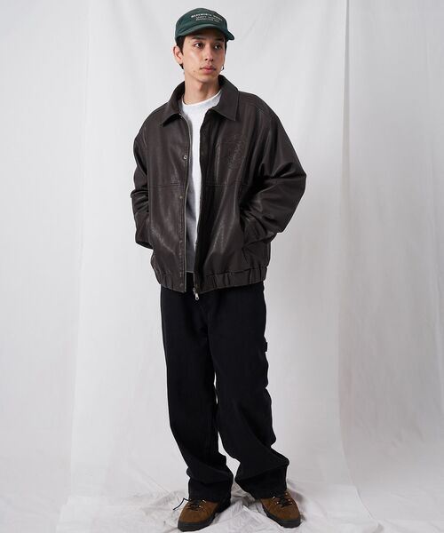 BEN DAVIS（ベンデイビス）の「【BEN DAVIS（ベンデイビス）】REMOVAL BOA COLLAR FAUX LEATHER JACKET / フェイクレザー ジャケット ボア ジップ キルティング ワッペン（ライダースジャケット・メンズ・その他1/ブラウン・X-LARGE/LARGE/MEDIUM）」の5枚目の写真