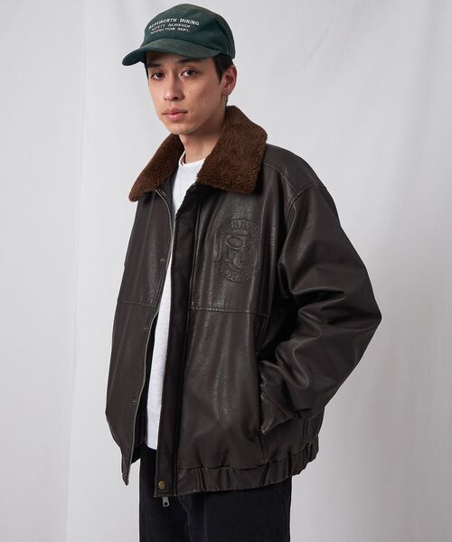 BEN DAVIS（ベンデイビス）】REMOVAL BOA COLLAR FAUX LEATHER