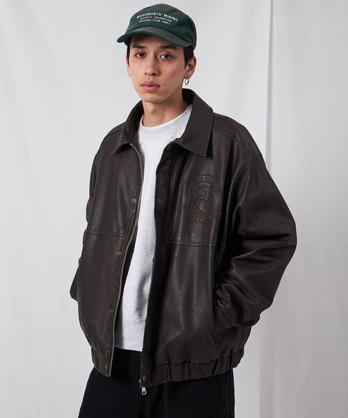 BEN DAVIS（ベンデイビス）】REMOVAL BOA COLLAR FAUX LEATHER JACKET