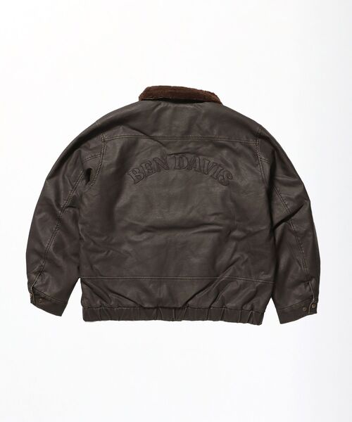 BEN DAVIS（ベンデイビス）】REMOVAL BOA COLLAR FAUX LEATHER JACKET