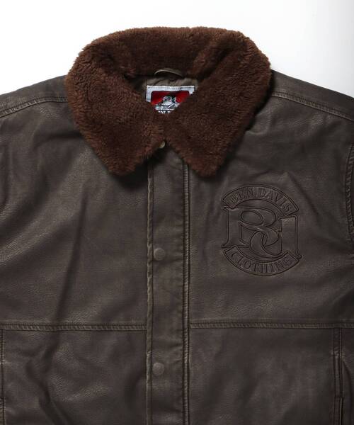 BEN DAVIS（ベンデイビス）】REMOVAL BOA COLLAR FAUX LEATHER JACKET