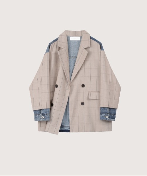 ZOZOTOWN☆LA POMME petitジャケット Denim Patchwork Jacket（テーラードジャケット）｜LA POMME petit