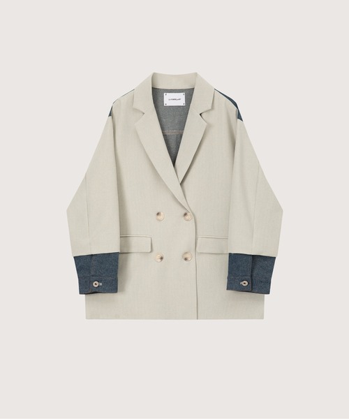 ジャケット・アウター LA POMME petit Jacket Denim Patchwork Jacket（テーラードジャケット）｜LA POMME petit