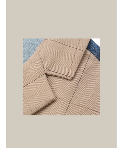 LA POMME petit(ラポミ・プチ)の「Denim Patchwork Jacket(テーラードジャケット・レディース・ベージュ/ブルー/グリーン・FREE)」の8枚目の写真