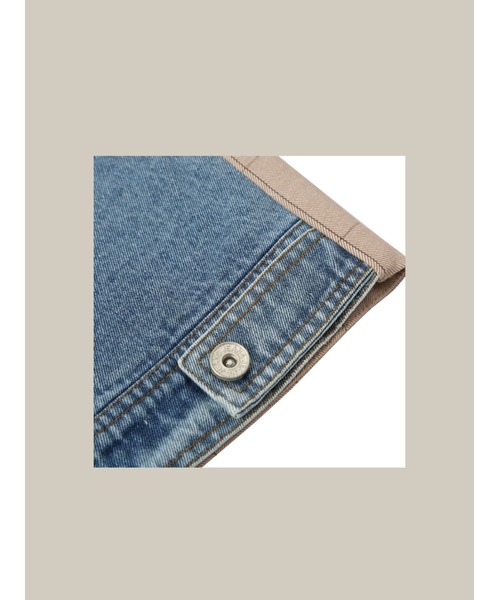 LA POMME petit(ラポミ・プチ)の「Denim Patchwork Jacket(テーラードジャケット・レディース・ベージュ/ブルー/グリーン・FREE)」の4枚目の写真