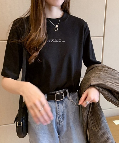 Beststore(ベストストア)の「ロゴ Tシャツ トップス(Tシャツ/カットソー・レディース・ホワイト/ブラック・FREE)」の4枚目の写真