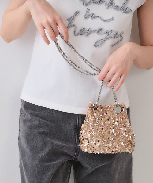 OPAQUE.CLIP（オペークドットクリップ）の「【2WAY】素材アソートシャイニー巾着ミニショルダーバッグ（ショルダーバッグ・レディース・シルバー系その他/ピンクゴールド/オフホワイト/ブラック/ホワイト系3・00）」の5枚目の写真