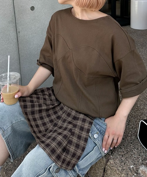 Alley Tokyo(アリートーキョー)の「コルセット切替BIG T(Tシャツ/カットソー・レディース・ダークブラウン/オフホワイト/スミクロ・FREE)」の10枚目の写真