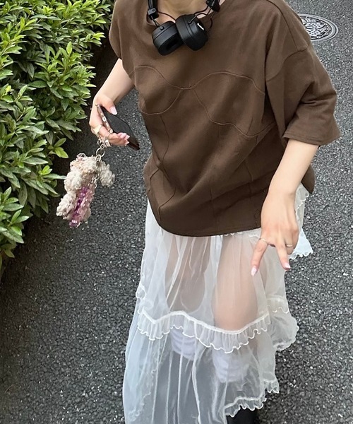 Alley Tokyo(アリートーキョー)の「コルセット切替BIG T(Tシャツ/カットソー・レディース・ダークブラウン/オフホワイト/スミクロ・FREE)」の14枚目の写真