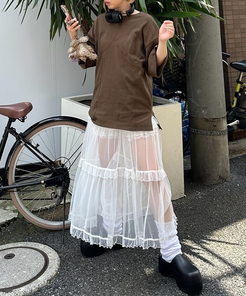 Alley Tokyo(アリートーキョー)の「コルセット切替BIG T(Tシャツ/カットソー・レディース・ダークブラウン/オフホワイト/スミクロ・FREE)」の12枚目の写真