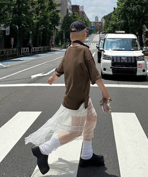 Alley Tokyo(アリートーキョー)の「コルセット切替BIG T(Tシャツ/カットソー・レディース・ダークブラウン/オフホワイト/スミクロ・FREE)」の9枚目の写真