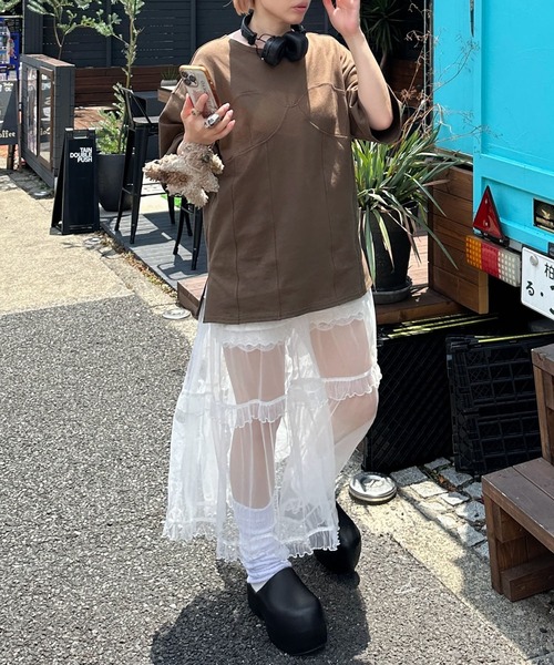 Alley Tokyo(アリートーキョー)の「コルセット切替BIG T(Tシャツ/カットソー・レディース・ダークブラウン/オフホワイト/スミクロ・FREE)」の20枚目の写真