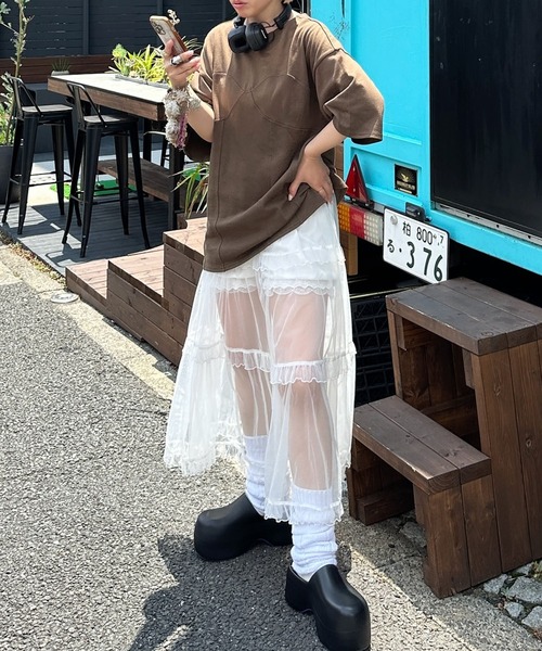 Alley Tokyo(アリートーキョー)の「コルセット切替BIG T(Tシャツ/カットソー・レディース・ダークブラウン/オフホワイト/スミクロ・FREE)」の17枚目の写真