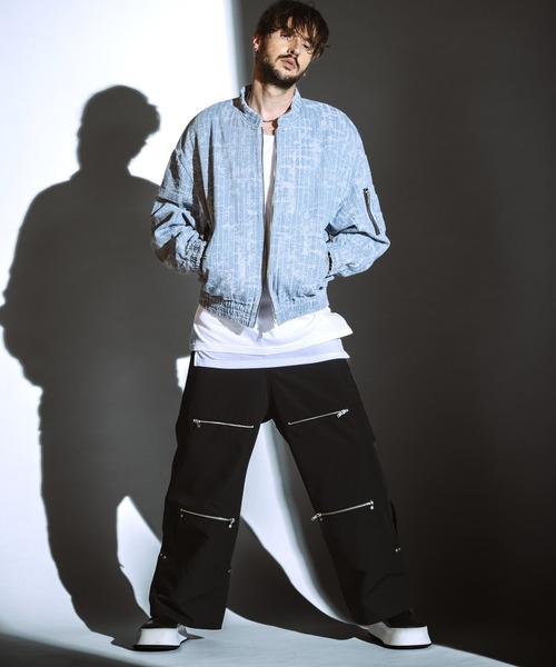 NO ID.（ノーアイディ）の「【NO ID.】JQ Denim Big Band Collar Blouson / JQ デニム ビッグ バンド カラー ブルゾン（ブルゾン・メンズ・ブルー/ライトブルー・ONE SIZE）」の6枚目の写真