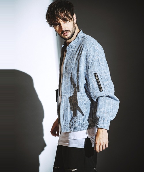 NO ID.（ノーアイディ）の「【NO ID.】JQ Denim Big Band Collar Blouson / JQ デニム ビッグ バンド カラー ブルゾン（ブルゾン・メンズ・ブルー/ライトブルー・ONE SIZE）」の7枚目の写真