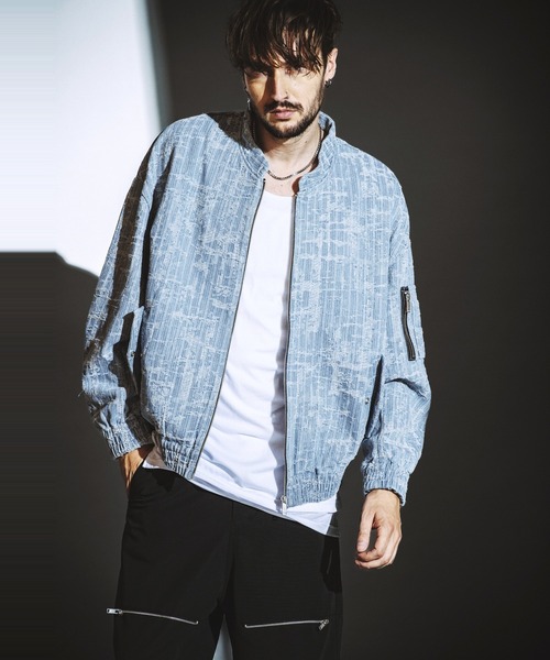 NO ID.（ノーアイディ）の「【NO ID.】JQ Denim Big Band Collar Blouson / JQ デニム ビッグ バンド カラー ブルゾン（ブルゾン・メンズ・ブルー/ライトブルー・ONE SIZE）」の9枚目の写真