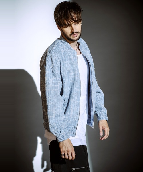 NO ID.（ノーアイディ）の「【NO ID.】JQ Denim Big Band Collar Blouson / JQ デニム ビッグ バンド カラー ブルゾン（ブルゾン・メンズ・ブルー/ライトブルー・ONE SIZE）」の5枚目の写真