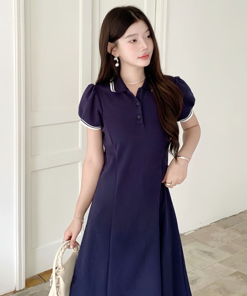 タイムセール⭐︎【美品】ネイビー　ワンピース　ポロワンピース　上品ワンピース セール】ポロワンピース（ワンピース）｜by LEGNA（バイレグナ