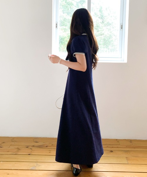 タイムセール⭐︎【美品】ネイビー　ワンピース　ポロワンピース　上品ワンピース セール】ポロワンピース（ワンピース）｜by LEGNA（バイレグナ