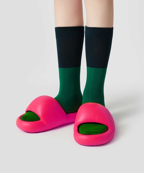 SANSeLF(サンセルフ)の「【SANSeLF】ラウンドフォームサンダル ボリュームシルエット 厚底スリッポン sas25s001(サンダル・レディース・ホワイト/ピンク/イエロー・S/M/L)」の3枚目の写真