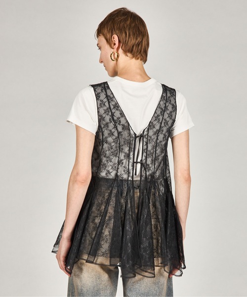 PRANK PROJECT（プランクプロジェクト）の「ランダムヘムレーストップ / Random Hem Lace Top（チュニック・レディース・ブラック/ベージュ・FREE）」の14枚目の写真