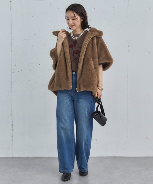 Doux archives（ドゥアルシーヴ）の「ミンクファーライクフーディーベスト（その他アウター・レディース・アイボリー/グレー/ブラウン・38）」の5枚目の写真