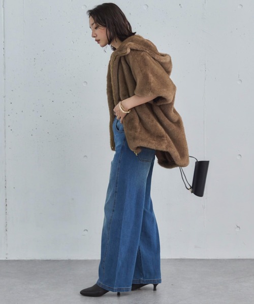 Doux archives（ドゥアルシーヴ）の「ミンクファーライクフーディーベスト（その他アウター・レディース・アイボリー/グレー/ブラウン・38）」の12枚目の写真