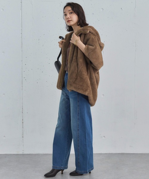 Doux archives（ドゥアルシーヴ）の「ミンクファーライクフーディーベスト（その他アウター・レディース・アイボリー/グレー/ブラウン・38）」の13枚目の写真