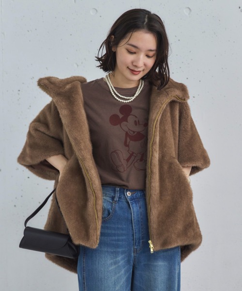 Doux archives（ドゥアルシーヴ）の「ミンクファーライクフーディーベスト（その他アウター・レディース・アイボリー/グレー/ブラウン・38）」の16枚目の写真