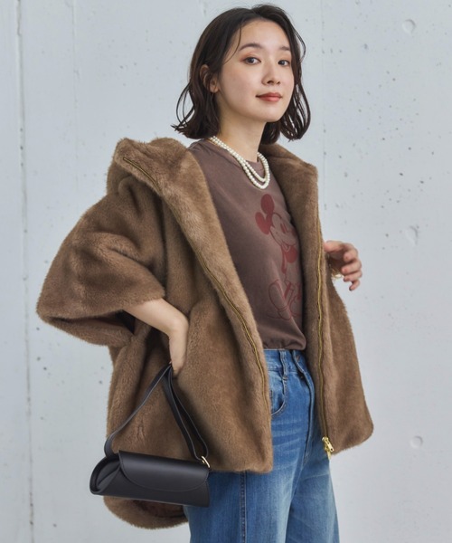 Doux archives（ドゥアルシーヴ）の「ミンクファーライクフーディーベスト（その他アウター・レディース・アイボリー/グレー/ブラウン・38）」の17枚目の写真