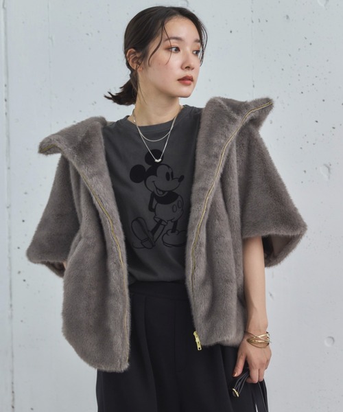 セール】ミンクファーライクフーディーベスト（その他アウター）｜DOUX
