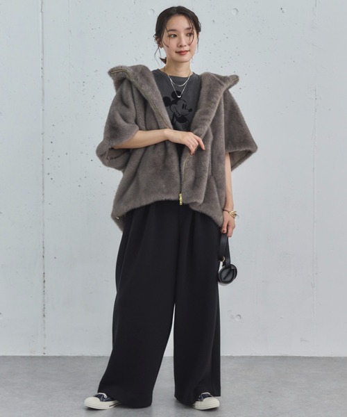 Doux archives（ドゥアルシーヴ）の「ミンクファーライクフーディーベスト（その他アウター・レディース・アイボリー/グレー/ブラウン・38）」の21枚目の写真