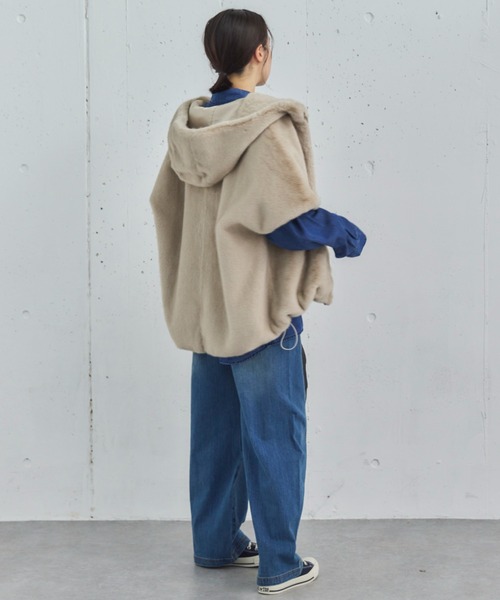 セール】ミンクファーライクフーディーベスト（その他アウター）｜DOUX